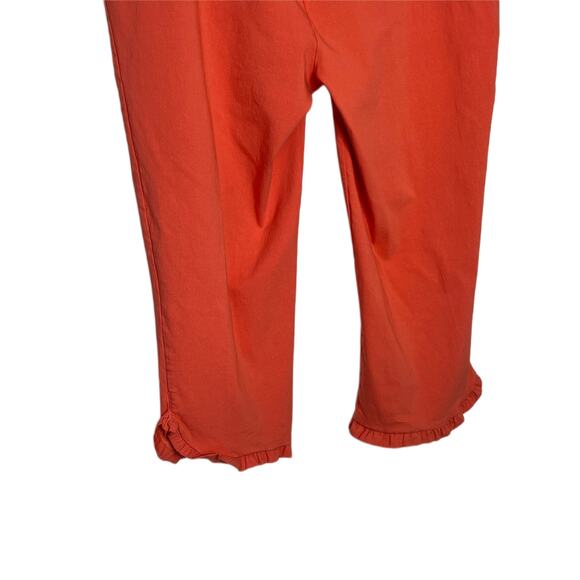 Nina Leonard Orange High Rise Pull-on Ruffle Hem Cropped Pants Size 1X - Picture 5 of 9
